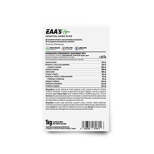 Aminoácidos Esenciales en Polvo de HSN EAA's | Sin Sabor 1 Kg = 67 Tomas por Envase | Leucina, Isoleucina, Valina, Lisina, Metionina, Treonina, Triptófano, Histidina, Fenilalanina