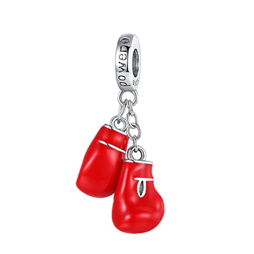 Amuefer Guantes de boxeo Charms para Pulseras y Collares, Colgante de Plata de Ley con Circonita Cúbica, Cumpleaños Navidad Joyería Regalos para Mujeres Niñas