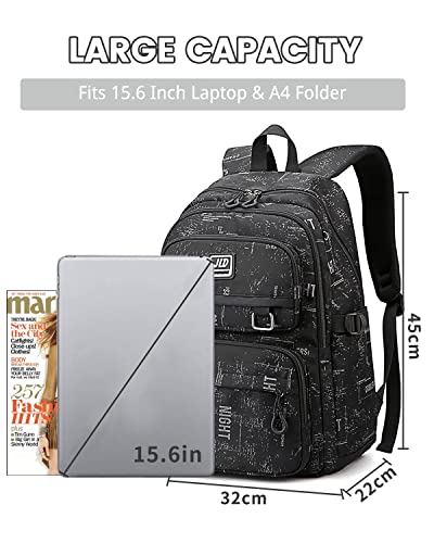 Amythe Mochilas Escolares Adolescentes, Mochila Niño Niña para Secundaria Bachillerato Universidad Mochila Negra de Viaje Gran Capacidad Informal,10 12 14 16 18 años
