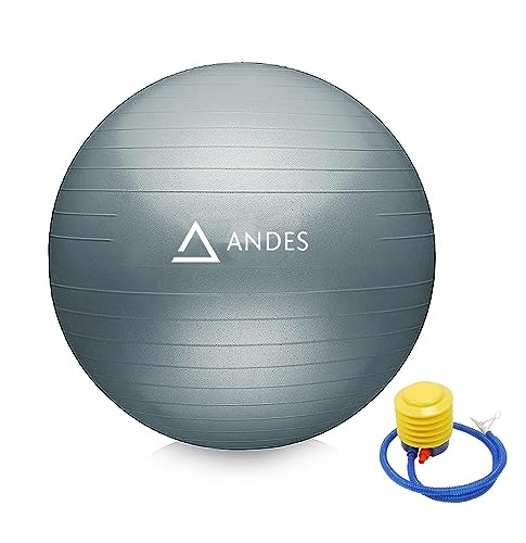 Andes. Pelota de Gimnasia, Fitness, Yoga, Pilates, Tamaño 55, 65 y 75 cm, Fitball para Ejercicios y Embarazos, Bola para Sentarse, Balón Muy Resistente, Hinchador Inlcuido. (75 CM)