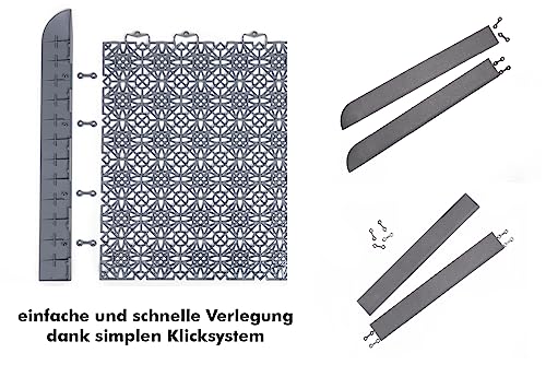 Andiamo 202403 - Set de baldosas de plástico para suelo, 38 x 38 cm, 7 unidades, 1 m², color gris