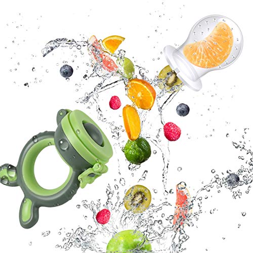 ANGELBLISS Alimentador Antiahogo Bebe, Chupete Fruta Bebe, Alimentador Bebe (2 Piezas), con Pacifiers de 3 Tamaños Diferentes, Sin BPA