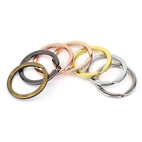 Anillo de Llavero Plano Redondo, Tiberham Anillas de Llaveros Divididos de Metal para Organización de Llaves de Coche Oficina y Hogar, Acollador, Bricolaje y Manualidades, 28 mm, 7 colores, 35 Piezas