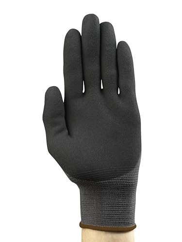 Ansell HyFlex 11-840 Guantes de Trabajo Profesionales, Revestimiento de Nitrilo Antideslizante y Transpirable, Protección Mecánica Multiusos, Seguridad Industrial, Negro, Talla XS (1 Par)