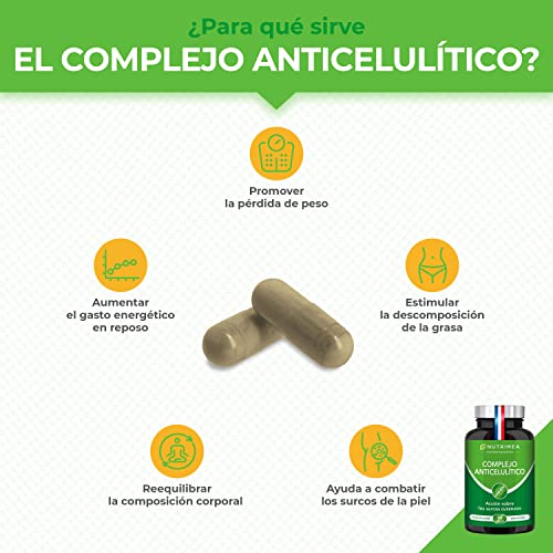 Anticelulitico Reafirmante Reductor Potente | Activos Naturales | Acción sobre la Piel de Naranja y Flacidez de Piernas Quema Grasas | 90 Cápsulas Vegetales Nutrimea