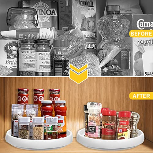 AOKITO Organizador de platos giratorios Lazy Susan, 2 unidades, plato giratorio para cocina, soporte giratorio para especias y tarros de almacenamiento (diámetro: 25 cm y 30 cm)