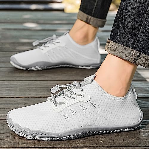 AONETIGER Zapatos de Agua Hombre Mujer Barefoot Zapatillas de Deportes Acuaticos Transpirable Ligeras Secado Rápido Descalzos Trail Calzado para Fitness Playa Vela Snorkel(312 Blanco,43EU)