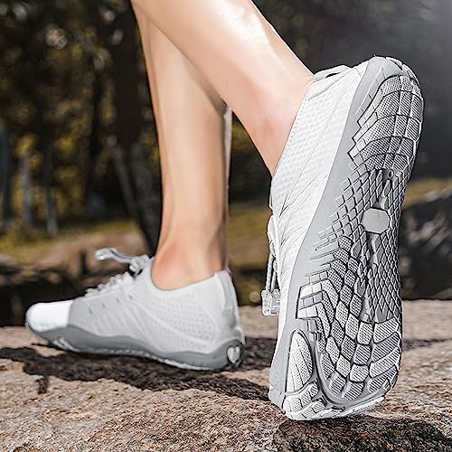 AONETIGER Zapatos de Agua Hombre Mujer Barefoot Zapatillas de Deportes Acuaticos Transpirable Ligeras Secado Rápido Descalzos Trail Calzado para Fitness Playa Vela Snorkel(312 Blanco,43EU)