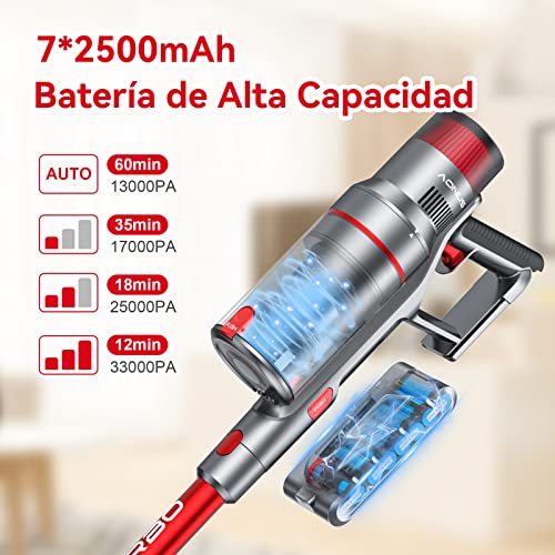 aonus A9 Pro Aspiradora sin Cable 33Kpa 500W, Plegable Aspirador Escoba sin Cable Potente, Autonomía 60 Min con Detección Polvo, Aspirador de Mano para Hogar Suelos Alfombras Pelo de Mascotas