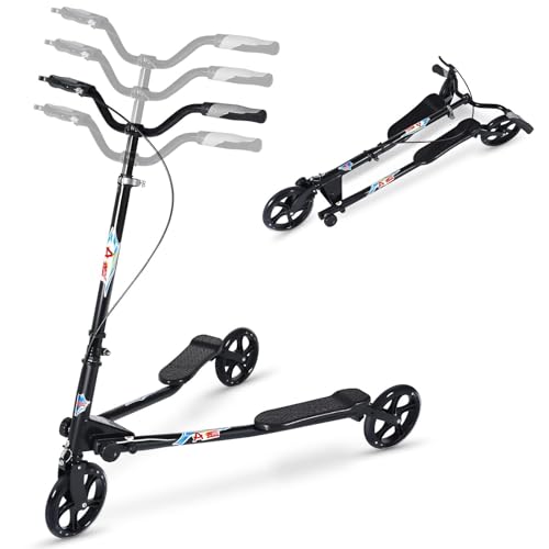AOODIL Scooter Plegable de 3 Ruedas Swing Scooter Tri Slider Kick Wiggle Scooters Push Drifting con Manija Ajustable para Niños/Niñas/Adultos de 8 Años en Adelante