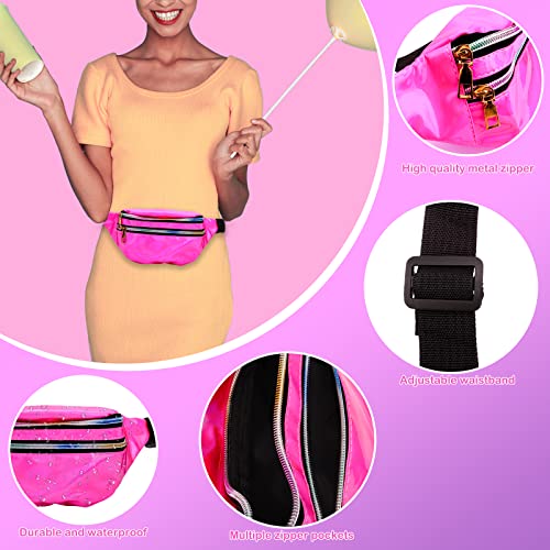 Aottom Ropa de Los Años 80 para Mujer Top de Rejilla Color Rosa Neón, Juego de Años 80 Mujer Accesorios para Años 80 Disfraces Fiestas Neon Gimnasio, Tenis, Deportes, Correr
