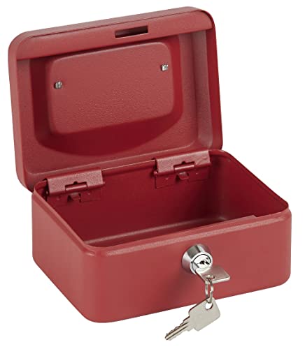 ARREGUI Elegant C9214 Caja Caudales con Llave para Contar y Transportar Dinero | Caja de Seguridad de acero con bandeja interior | Caja fuerte portatil 15 cm de ancho | Color Rojo