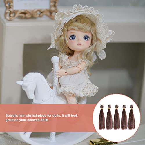 Artibetter 5 piezas de peluca para hacer muñecas, resistente al calor, pelo liso, extensiones de trama para manualidades, BJD/SD/La/Doll Craft (15 cm)