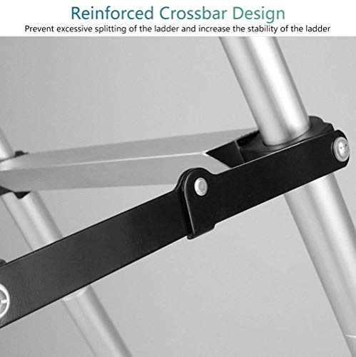Asan Escalera de extensión telescópica de Aluminio - Escalera de extensión Multiusos con reposabrazos y pies Antideslizantes - Sugiere 330 Libras