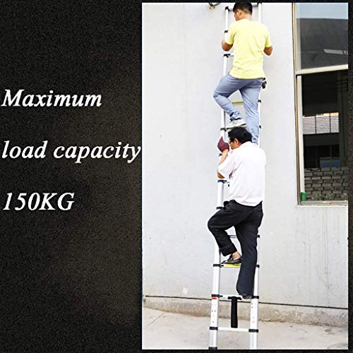 Asan Escalera, Escalera de extensión telescópica de Aluminio, Escalera Extensible portátil con Mecanismo de Bloqueo con Resorte para Uso en el desván de la Oficina en casa, nervadura Antideslizante