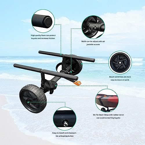 ASMSW Carrito universal para kayak, kayak, barco, canoa, carrito de transporte, rueda