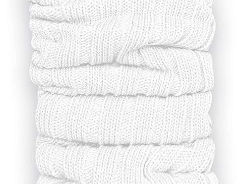 Ateena Calentadores Largas de Punto de Lana Para Mujeres y Niñas, Puños de Tobillo, Calcetines Altos Hasta la Rodilla sin Pies, Circunferencia Máx de Pantorrillas 40cm, de largo 60cm, Blanco
