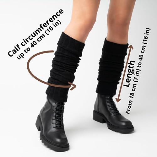 Ateena Lana Calentadores de Piernas Para Mujer, Calentadores de Tobillo de Invierno en Patrón de Chevron Danza o Ballet, Puños Gruesos para Botas en Talla única, Beige