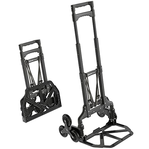 ATHLON TOOLS Carretilla Plegable de Aluminio, Mango extralargo de 110 cm, Superficie de Carga con Almohadillas Antideslizantes, Modelo 2024