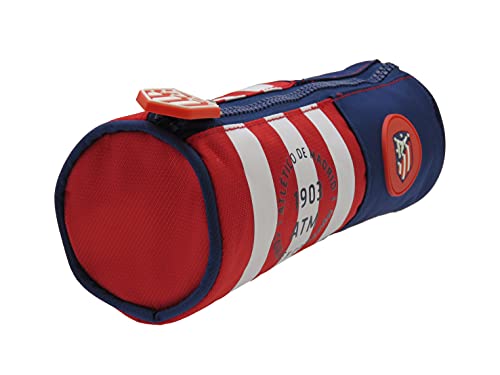 Atletico DE Madrid - Estuche Portatodo, Cilindrico, Material Escolar y Oficina, para Niños y Niñas, con Cremallera, (CyP Brands).