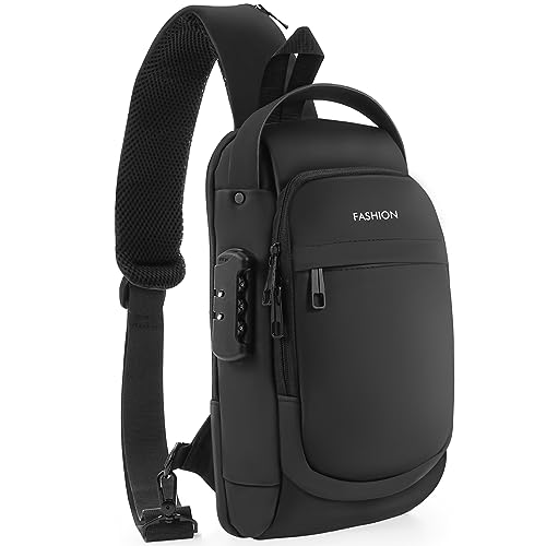 Augot Antirrobo Bolsos Cruzados, Sling Bag Bolsa de Pecho Impermeable Bolso de Hombro Bandoleras Cruzada con USB Múltiples Bolsillos para Trabajo, Motocicleta, Ciclismo, Deportes y Viajes