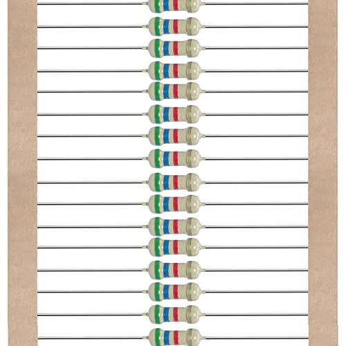 AUKENIEN 25 Valores 1250 Piezas 1/4W Kit Resistencias Electronica Electricas Película de Carbono 5% 1 2.2 3.3 10 22 47 68 100 120 150 220 330 470 560 680 1K 2K 2.2K 4.7K 5.6K 10K 22K 47K 100K 1M Ohm