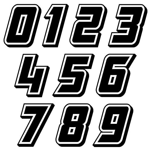Autodomy Pegatinas Adhesivos Stickers Números Moto Motocross Pack 10 Unidades para Moto Quad ATV Scooter (Negro)