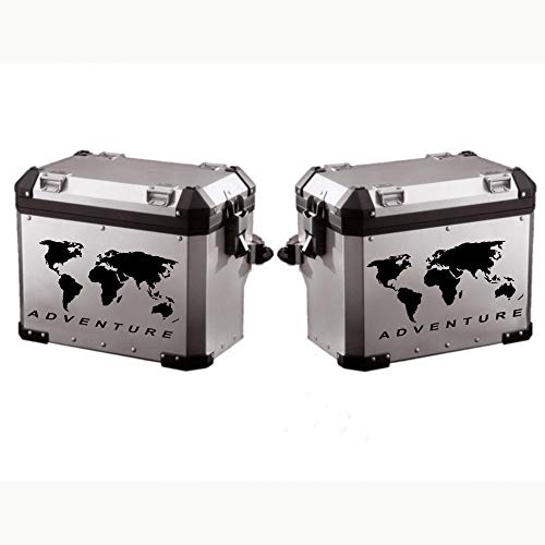 Autodomy Pegatinas Mapa Mundo Globo Terráqueo Adventure Maletas Moto Cofre Trail Off Road Todoterreno 4x4 Sport Pack 2 Unidades para Coche o Moto (Negro)