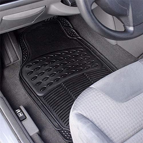 AUTOZOCO - Juego Alfombrillas de Goma Universales para Coche Negro - Antideslizante - Lavables - Resistente - Material Flexible - a Medida - Pack de 4 - Color Negro