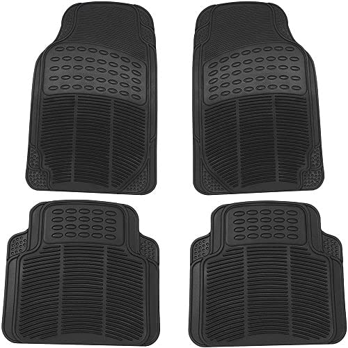 AUTOZOCO - Juego Alfombrillas de Goma Universales para Coche Negro - Antideslizante - Lavables - Resistente - Material Flexible - a Medida - Pack de 4 - Color Negro