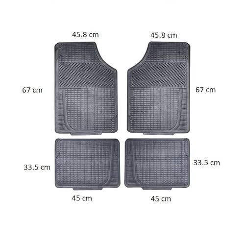 AUTOZOCO - Juego Alfombrillas de Goma Universales para Coche Negro - antideslizante - lavables - resistente - material flexible - a medida - pack de 4