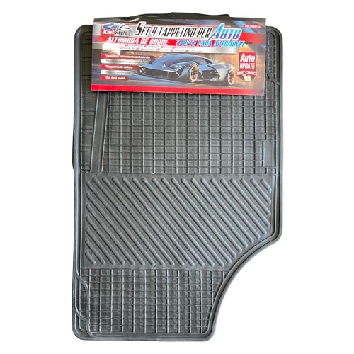 AUTOZOCO - Juego Alfombrillas de Goma Universales para Coche Negro - antideslizante - lavables - resistente - material flexible - a medida - pack de 4
