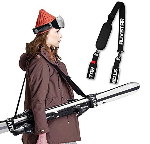auvstar Invierno Correas de Portador de Esquí,Correa para Transportar Tablas de Snowboard,ACorrea Ajustable Porta Esquis y Soporte para Bastones Esqui,Hombres y Mujeres,Accesorios de Snowboard