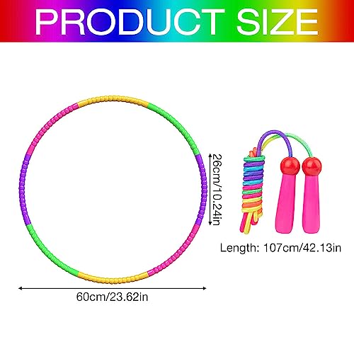 AVCXEC Hula Hoop Niña, Multicolor Hula Hoop Niña 4 Años con Jump Rope, Hula Hoop Fitness Desmontable para Niños y Niñas, Entrenamiento, Juegos, Fitness, Gimnasia