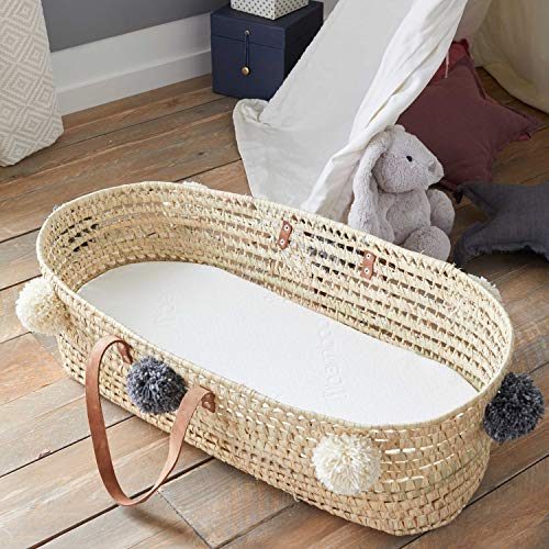 Babysom - Colchón Capazo bebé - Funda de Bambú - 72 x 32 cm | Transpirable | Antiahogo | Altura 4 cm | Desenfundable | Garantía 2 años