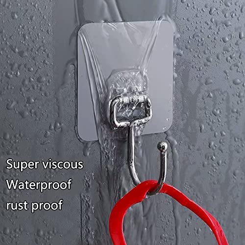 BAIEUEJO 20 Piezas Ganchos Adhesivos Transparente, Gancho Adhesivo Sin perforación,Ganchos de Pared inoxidable,Gancho Autoadhesivo Impermeabl para baños/cocinas/techos (carga máxima de 20 kg)