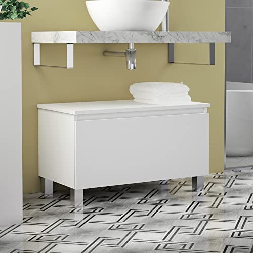 Baikal Mueble De Baño. Almacenaje para el Baño o Cualquier Espacio. Melamina 16mm. Mueble De Baño Auxiliar. Ideal para aseos o baños pequeños. Coqueta 71 cm Blanco