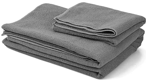BalanceFrom GoYoga - Juego de 7 piezas, incluye esterilla de yoga con correa de transporte, 2 bloques de yoga, toalla de yoga y rodilleras de yoga (gris, 1/4 de pulgada de espesor)