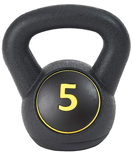 BalanceFrom Juego de pesas rusas de agarre ancho, incluye 5 libras, 10 libras, 15 libras, 15 libras, 15 libras, negro