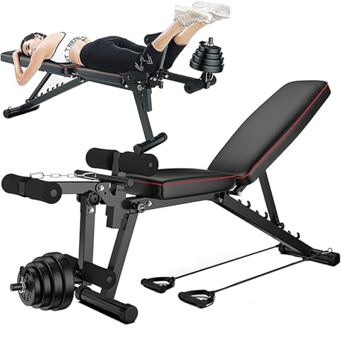 Banco De Musculación Multifunción Plegable y Ajustable,5 Posiciones De Inclinación 3 De Altura Para Entrenamiento De Cuerpo Completo,Plegable Banco De Declive Inclinado Prensa Para Gimnasio En Casa