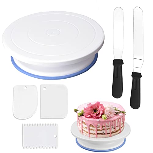 Bandeja para Pasteles Kit Giratorio de Herramientas para decoración de Pasteles, Soporte Profesional para Pasteles de 10.8 ", Usado para Hacer Pasteles, Decorar Pasteles, Hornear,Juego de Seis Piezas