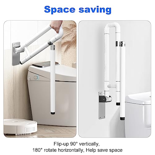 Barra Baño Minusválido, Barra Abatible, Agarrador Ducha Personas Mayores, Acero Inoxidable, Asa de Seguridad para Baño, Soporta Hasta 350 kg