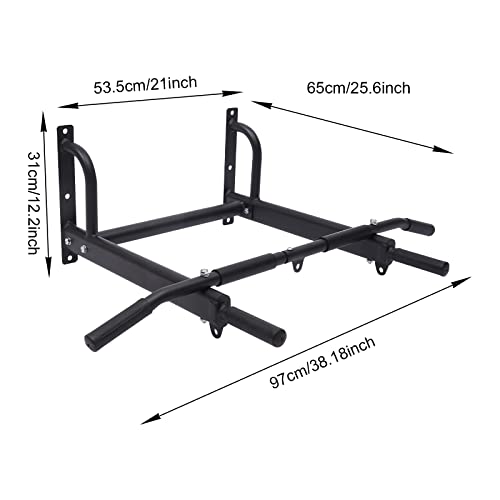 Barra de dominadas multi pull-up para pared, para pecho, brazos, espalda, músculos centrales, color negro