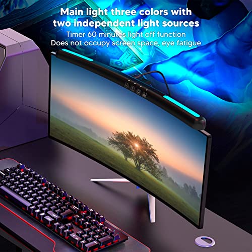 Barra de Luz de Monitor, Lámpara de Monitor de PC, Pantalla Táctil óptica Asimétrica, Barra de Luz del Monitor, 7 Colores RGB, Función de Sincronización, para Pantalla Curva