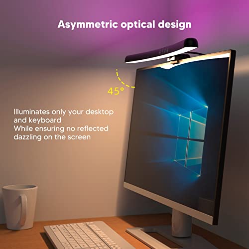 Barra de Luz de Monitor, Lámpara de Monitor de PC, Pantalla Táctil óptica Asimétrica, Barra de Luz del Monitor, 7 Colores RGB, Función de Sincronización, para Pantalla Curva