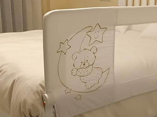 Barrera de Cama para bebé, 150 x 65 cm. Modelo Osito y Luna Beige. Barrera de Seguridad.