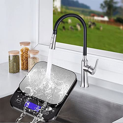 Báscula Cocina Lavable Mejorada IP67 Impermeable, Báscula de Cocina Digital Recargable por USB de 5Kg, 0,1 g/0,01 oz Onzas y Gramos de Precisión para Hornear y Cocinar con Pérdida de Peso
