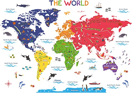 BASHOM BS-115 Pegatinas de pared del mapamundi grande mapa mundo para con decoración madera mundi póster oficina sala corcho dormitorio niños antiguo gigante mural rascar banderas maps mundial