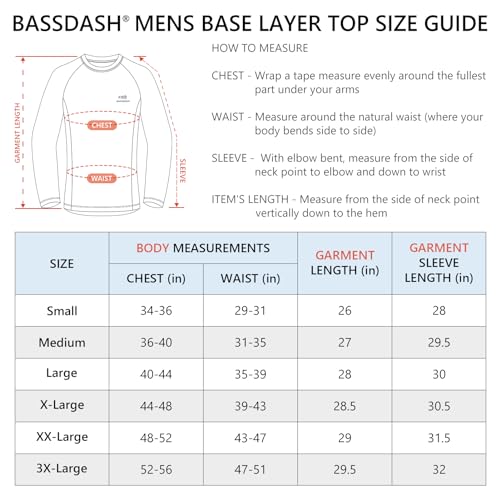 BASSDASH - Camiseta de Capa Base térmica Ligera para Hombre, Ropa Interior antimicrobiana, cálida, ultrasuave, de Secado rápido, FS19M