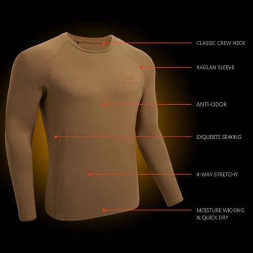 BASSDASH - Camiseta de Capa Base térmica Ligera para Hombre, Ropa Interior antimicrobiana, cálida, ultrasuave, de Secado rápido, FS19M